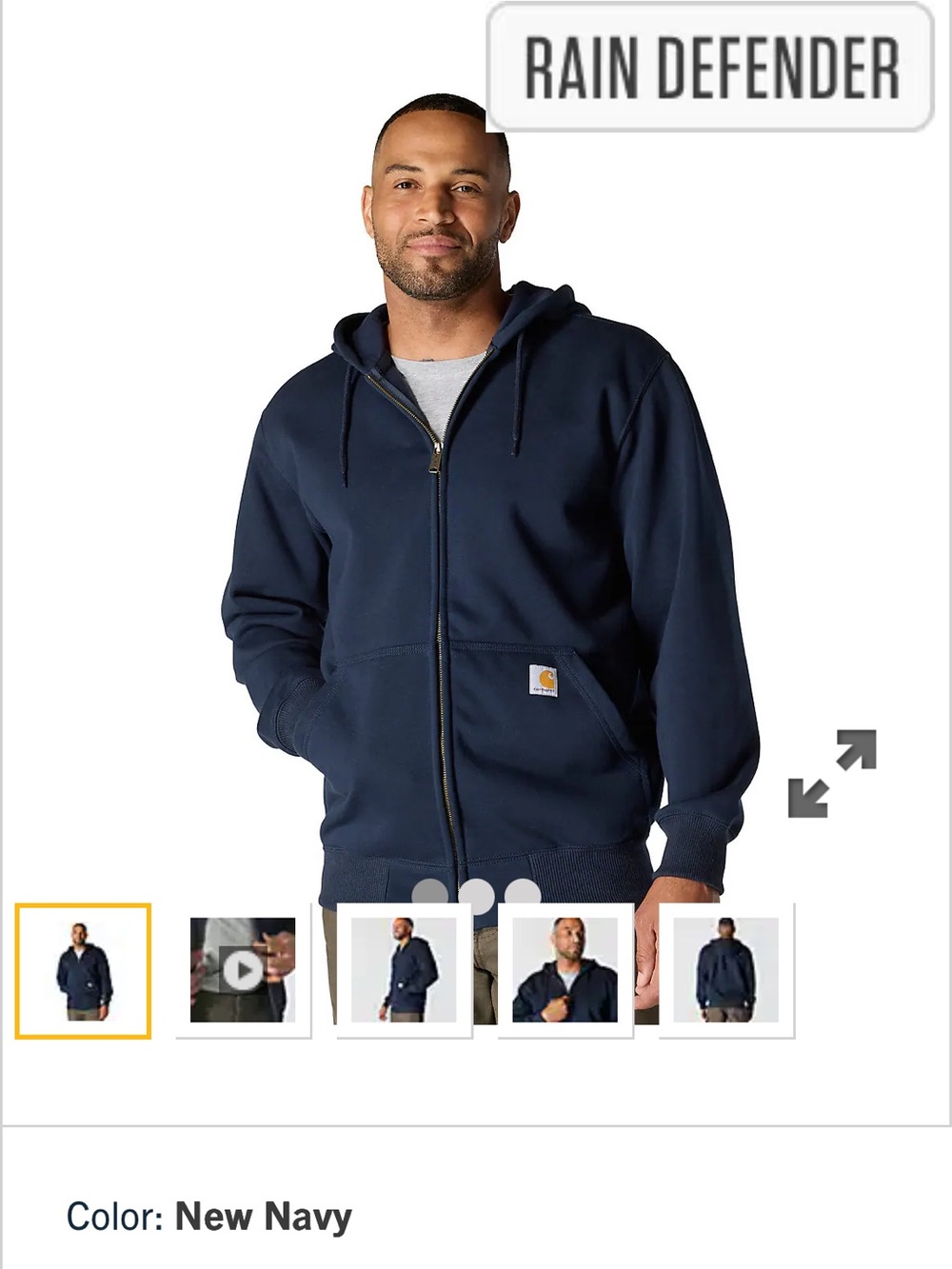 Carhartt Navy Full-Zip Hooded Work Jacket PAXTON FULL ZIP SWEATSHIRT